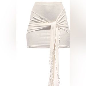 Cream Tie Brushed Rob Mini Skirt